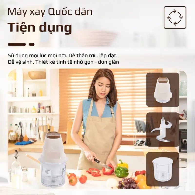 Máy Xay Đa Năng SOKANY Công Suất 250W - Máy Xay Thịt Cá, Nước Đá, Xay Rau Củ 6