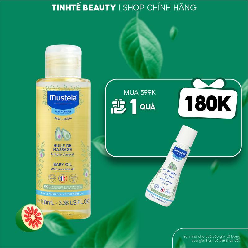 [MUA 599K TẶNG MINI SIZE 50ML] Dầu Massage Cho Em Bé Mustela baby oil 100ml Cho Bé