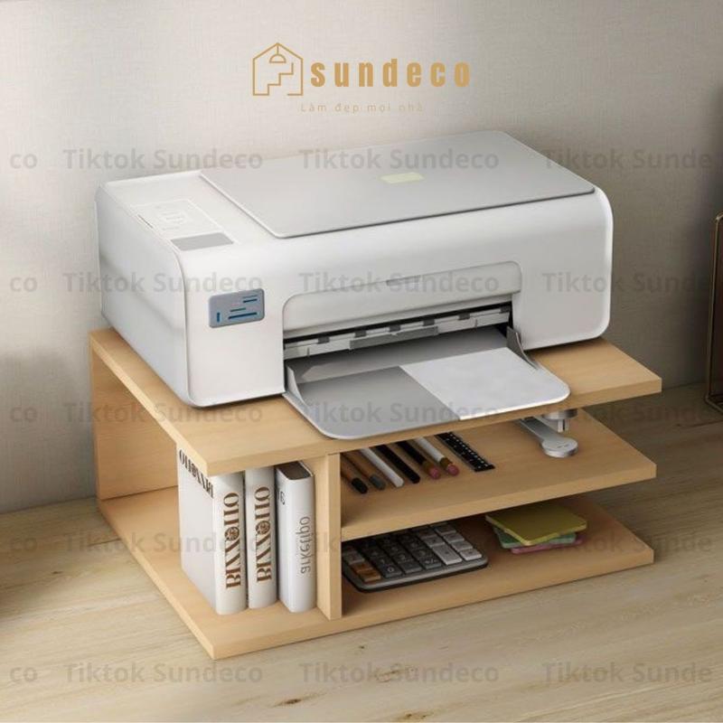 SUNDECO Kệ để máy tính kệ gỗ để bàn kệ để máy in máy scan máy tính PC laptop kệ văn phòng gỗ MDF cao cấp dễ dàng lắp ráp MS11