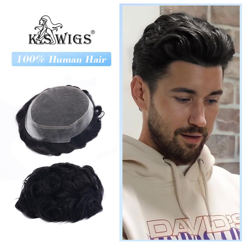 K.S WIGS Australia Toupee Men Lace and PU Base Breathable Men's ...