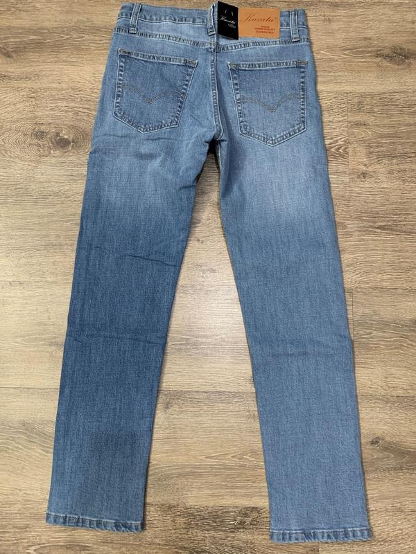 Quần Jean nam ống đứng vải co giãn màu xanh sáng kazata dáng slimfit 2