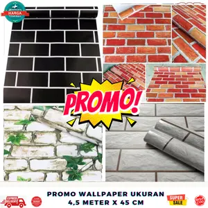 Wallpaper Stiker Dinding Motif Bata Elegan 45 cm x 4 m Best Quality Pvc Pintu