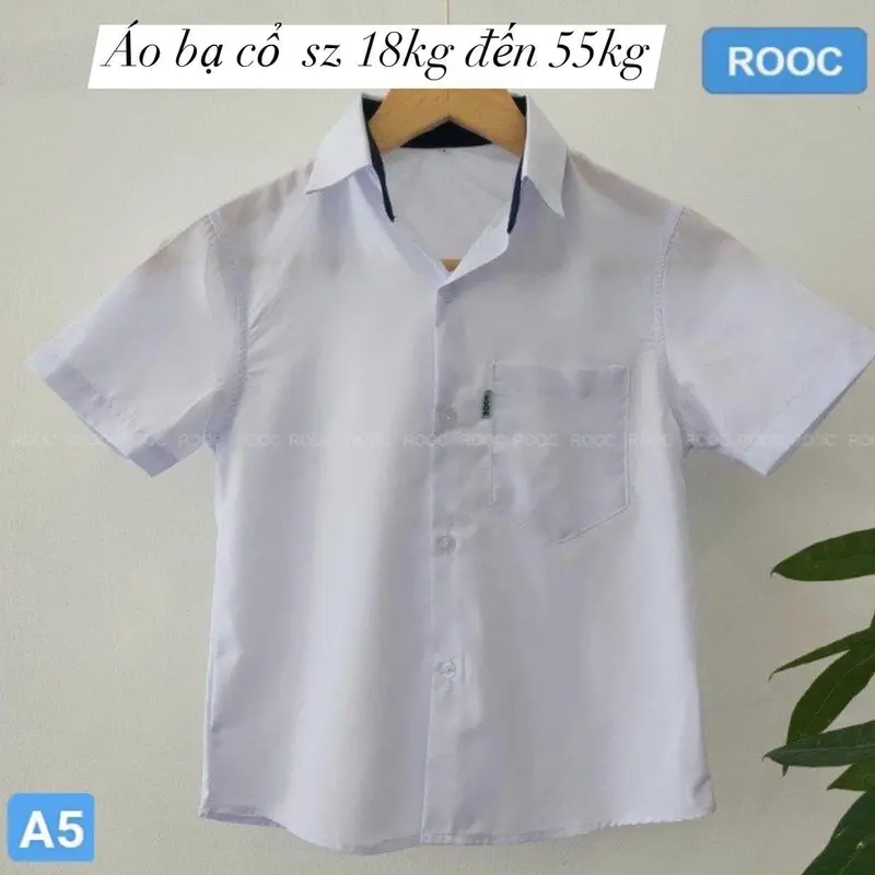 Áo sơ mi CHÂN CỔ XANH HÀNG TỐT đồng phục học sinh nam 15-80kg ( cấp 1,cấp 2,cấp 3) Menswear 5