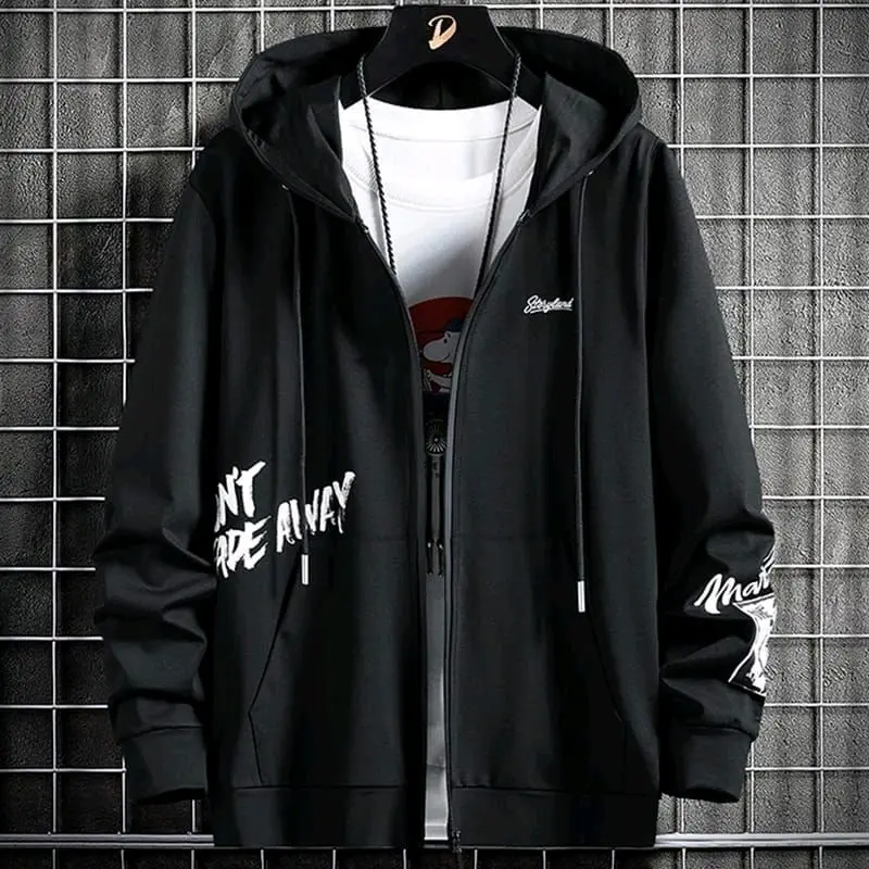 EVERFUSE sweater resleting dont fade away zipper Nyaman Uniseks Panjang Pria Tangan Tebal Sablon Hoodie