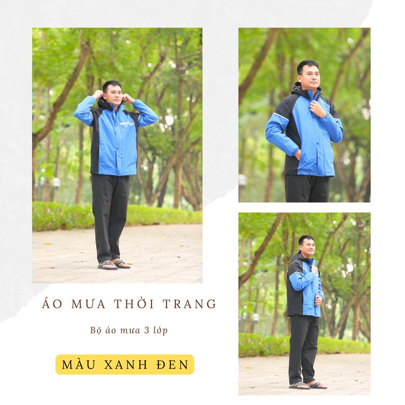   XẢ KHO  Bộ Áo Mưa 3 lớp chống thấm nước  chống gió - Có phản quang an toàn cho người dùng 
