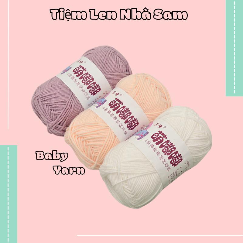 Len Baby Yarn loại 1 Len cuộn mềm mại cho bé dùng để đan móc áo mũ khăn | Tiệm Len Nhà Sam Diy