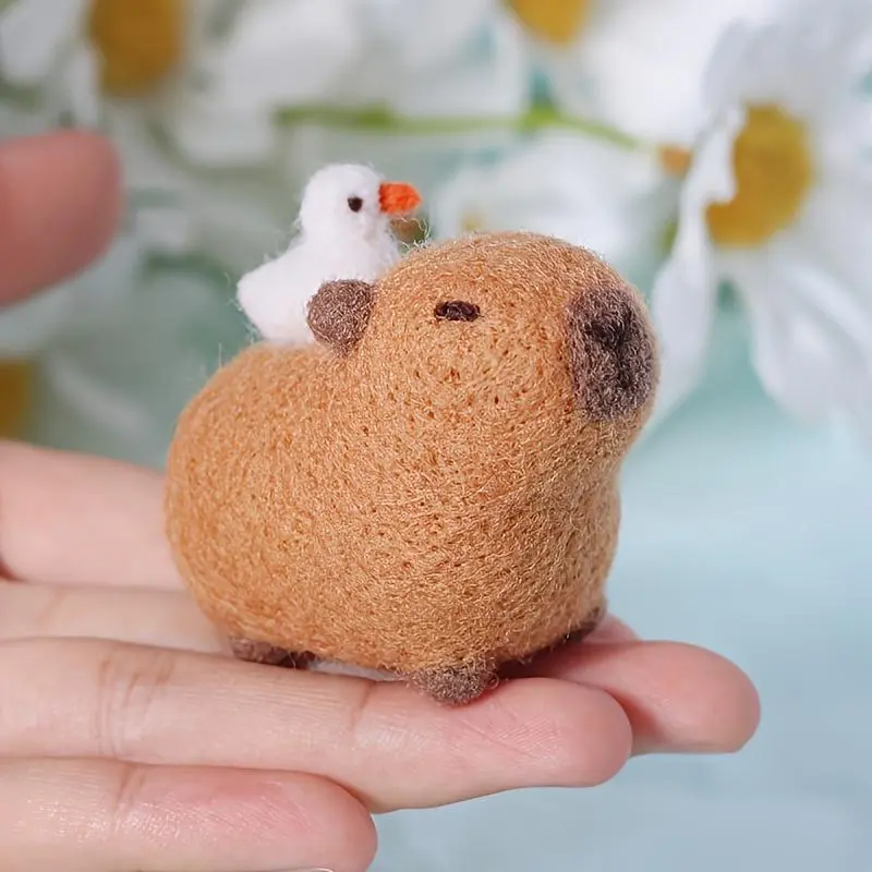 Cute Otter Shaped Needle Felting Kit, 1 Set DIY Wool Craft Kit with Tools, Stress Relief Handicraft Supplies for Beginners, Animal Plushie Making Kit 0