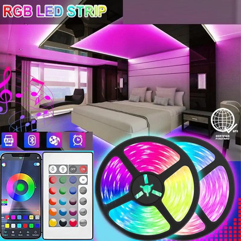 20/15/10/5/3M Led Strip Lights 5050 RGB 16Colours Changing USb Led ...