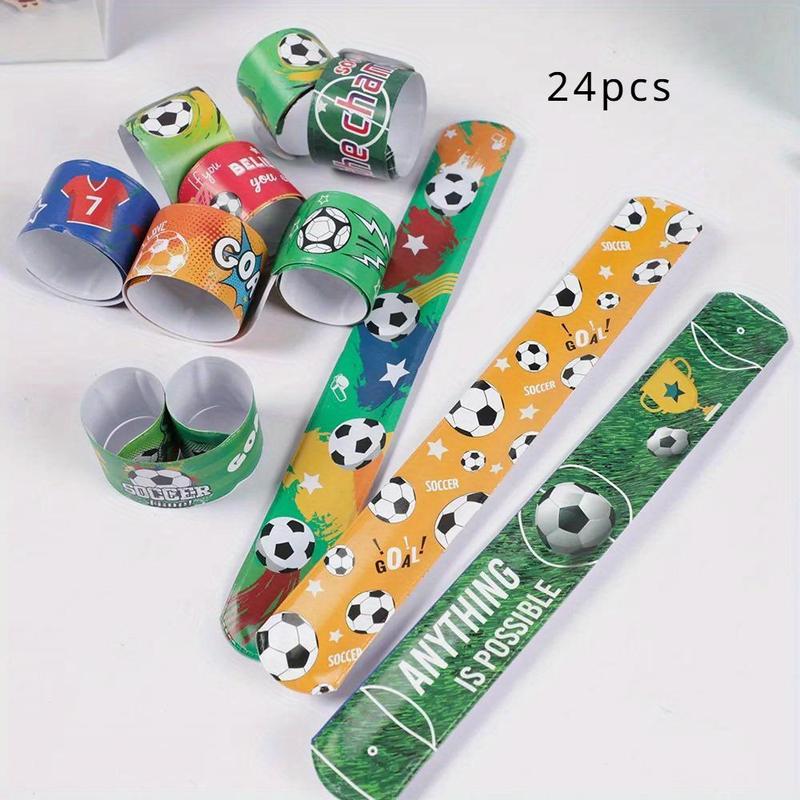 Soccer Slap Bracelet, 24pcs Wristband Toy for Birthday Party Favors, Football Theme Party Decoration, Euro 2024 Decorations, Party Supplies 0