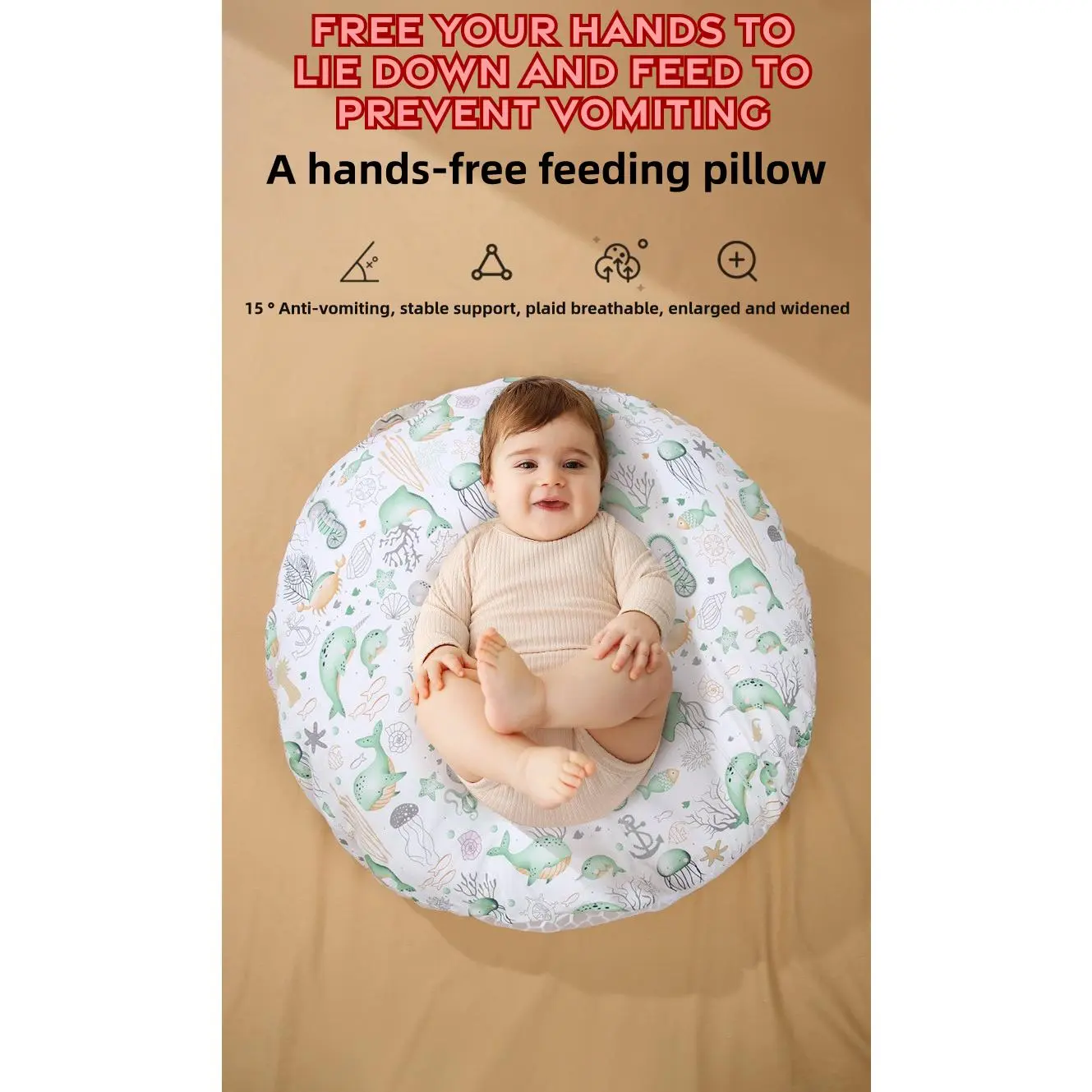 Alat Berguna untuk Penyusuan Baru Lahir, Bantal Bayi, Kusyen Berbaring, Bantal Penyusuan, Bantal Anti-Balik, Diperbuat daripada Kapas Tulen Berkualiti Tinggi, Bahan Kapas Tulen, Anti-Tercekik Bedding Selimut Cat c lapik  waterproof  baby muslin  blanket b