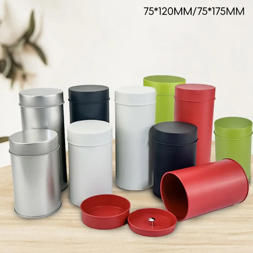 Thetea Creative Gift Portable Tea Can Damp-proof Tinplate Tea Box Round ...