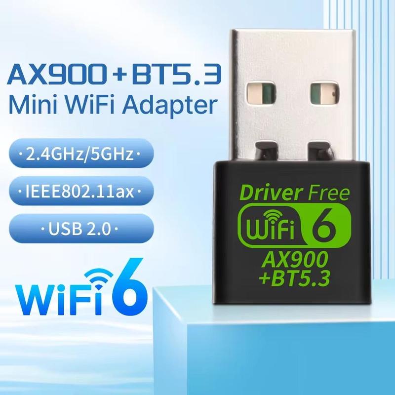Product Introduction of Kebidumei Adapter USB WiFi 6 AX900 Bluetooth 5.3  Wireless Tourist Band Antenna  Wi-Fi 2.4G and 5GHz Suitable For PC Laptop Windows 10 11 Free Driver 48