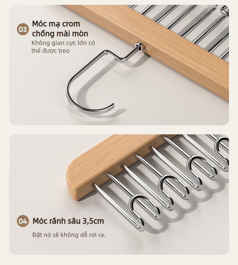 Product Introduction of Móc treo quần áo xoay, đa chức năng, móc treo áo vest và đồ lót, 8 móc, chất liệu gỗ Trơn thích hợp để sử dụng trong gia đình 10