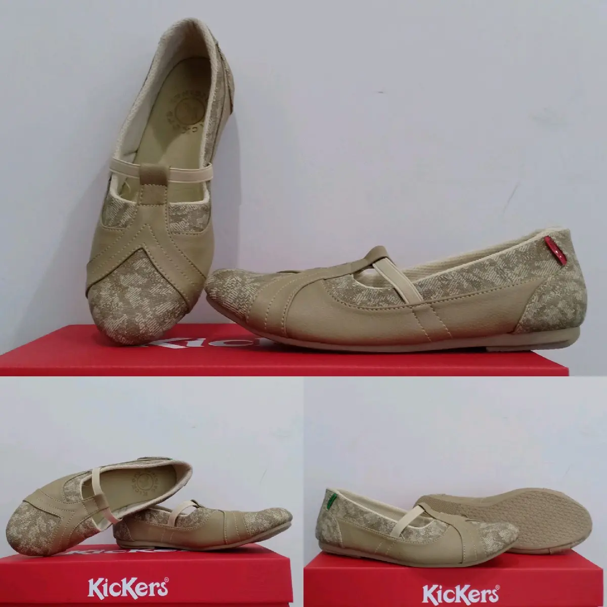best seller fashion Cewek casual shoes KC.08 tali Wanita cream Karet lentur ringan