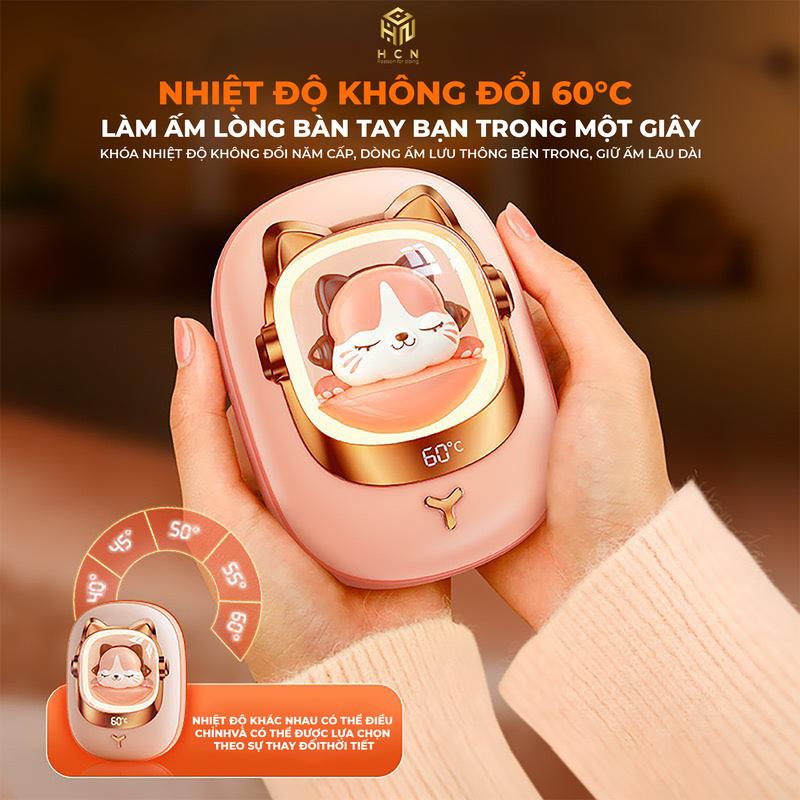 Máy sưởi ấm cầm tay mini thú cưng dễ thương 3 trong 1 dung lượng 10000 mAh Sạc lại type-C Sưởi + Sạc dự phòng + đèn ngủ Bộ tản nhiệt