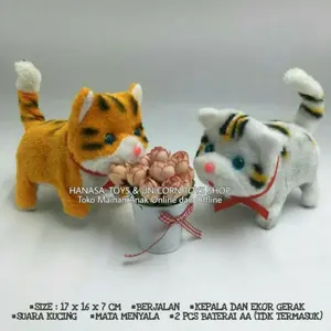Mainan Kucing Robot Atau Boneka Kucing Berjalan Bersuara Meong Favorit Mainan Anak Bayi