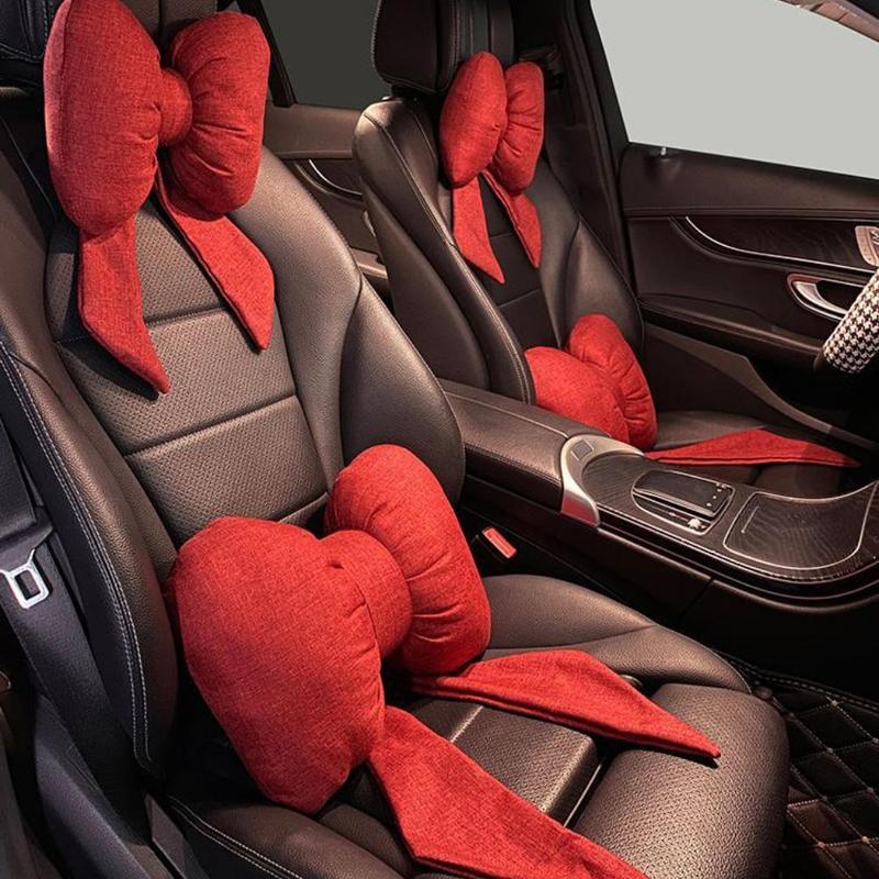 Product Introduction of Red Ribbon Bow Headrest Neck Pillow Seat Lumbar Support Pillows C1P1 28