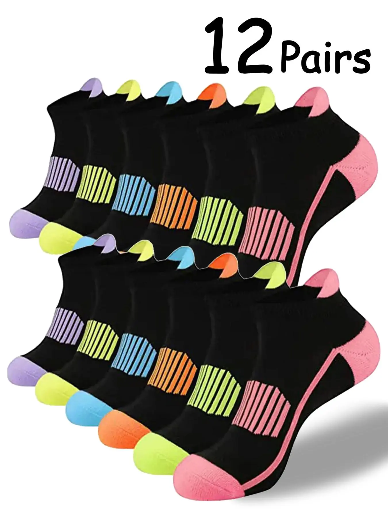 Women's Colorblock & Striped Print Ankle Socks, Socks for Women, Casual Comfortable Breathable Socks for Daily Wear, Multipack Knit Socks for All Seasons, Socks for Women, Crew Socks Women