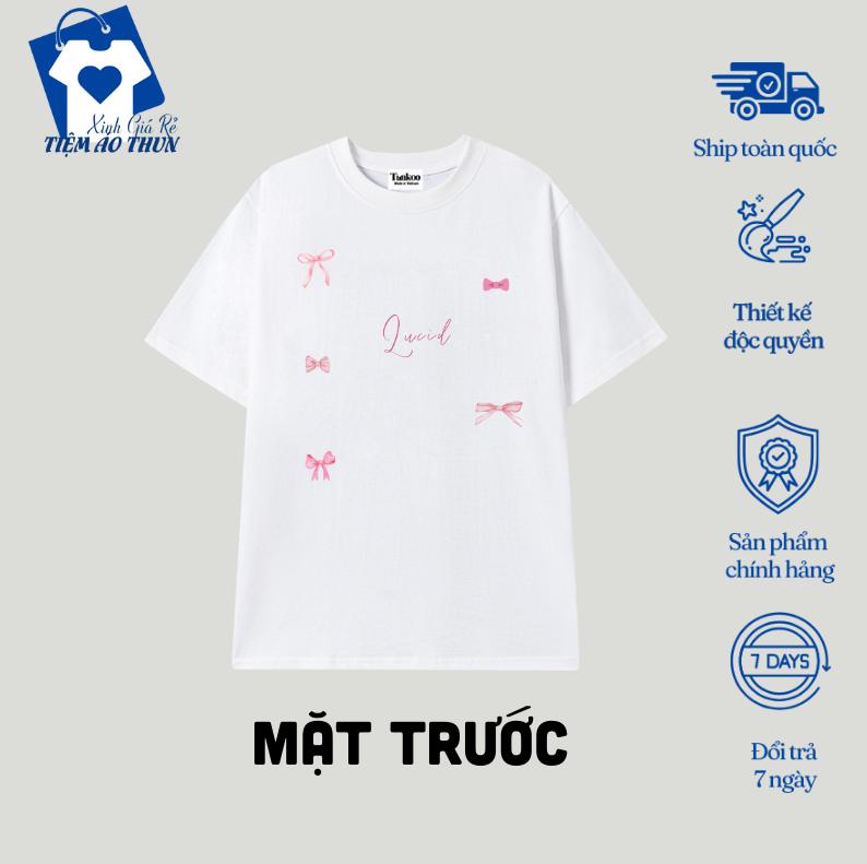 Áo thun Nam Nữ in hình nơ hồng lucid dễ thương, in nhiệt phù hợp cho cả nam và nữ- Chất vải Cotton co dãn 2 chiều mát mẻ, thoáng khí, siêu thấm hút - Top, Cổ tròn, Unisex, Menswear, Womenswear 1