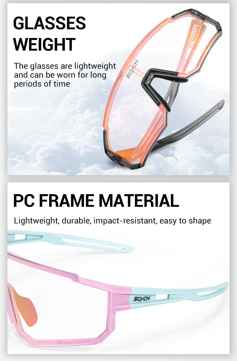 Product Introduction of SCVCN Upgraded Photochromic Outdoor Cycling Glasses UV400 Protection Running Mountaineering Glasses Road Bicycle MTB Goggles Men Women 7