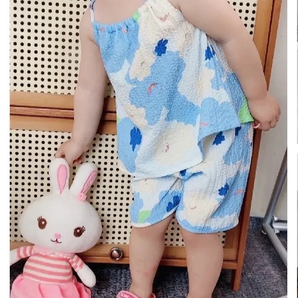 setelan atasan tali ikat import anak perempuan 1 tahun-6 tahun / setelan baju 1 tali celana pendek import anak cewek Parsel