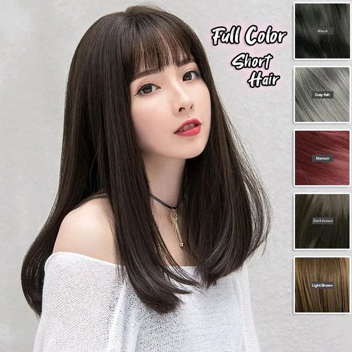 Rambut Palsu Rambut Palsu Perempuan Lurus Mengombak Unisex Pink