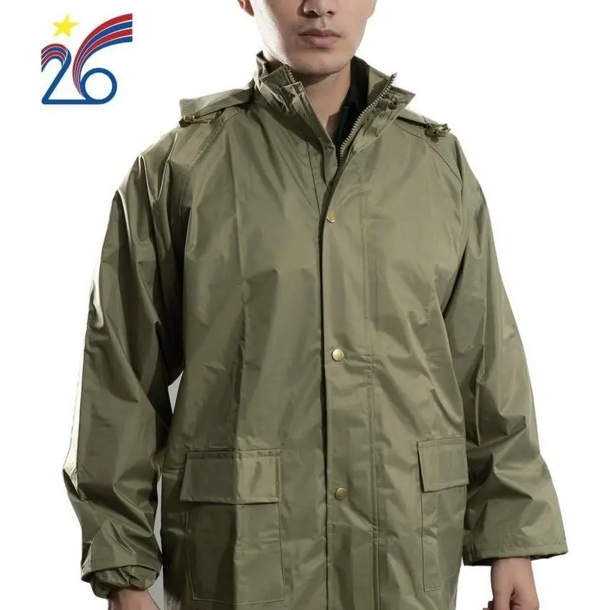 Áo mưa bộ QN Công Ty 26 màu vàng cỏ úa chất liệu dày 3 size bộ 4 món