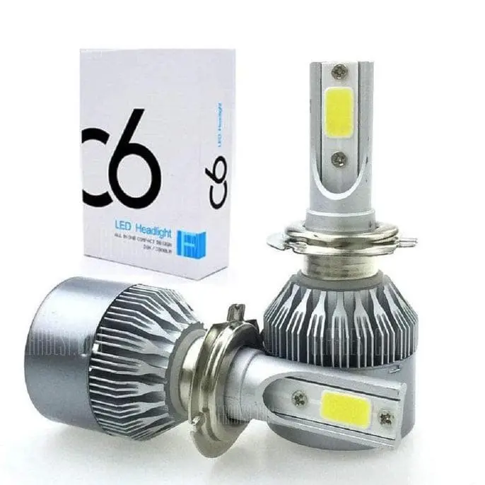 Lampu Utama Mobil LED Headlight C6 SILVER H1 H3 H4 H7 H11 HB3 HB4 36 Watt 36W Motor 9005 9006 H8 H16 Car 1