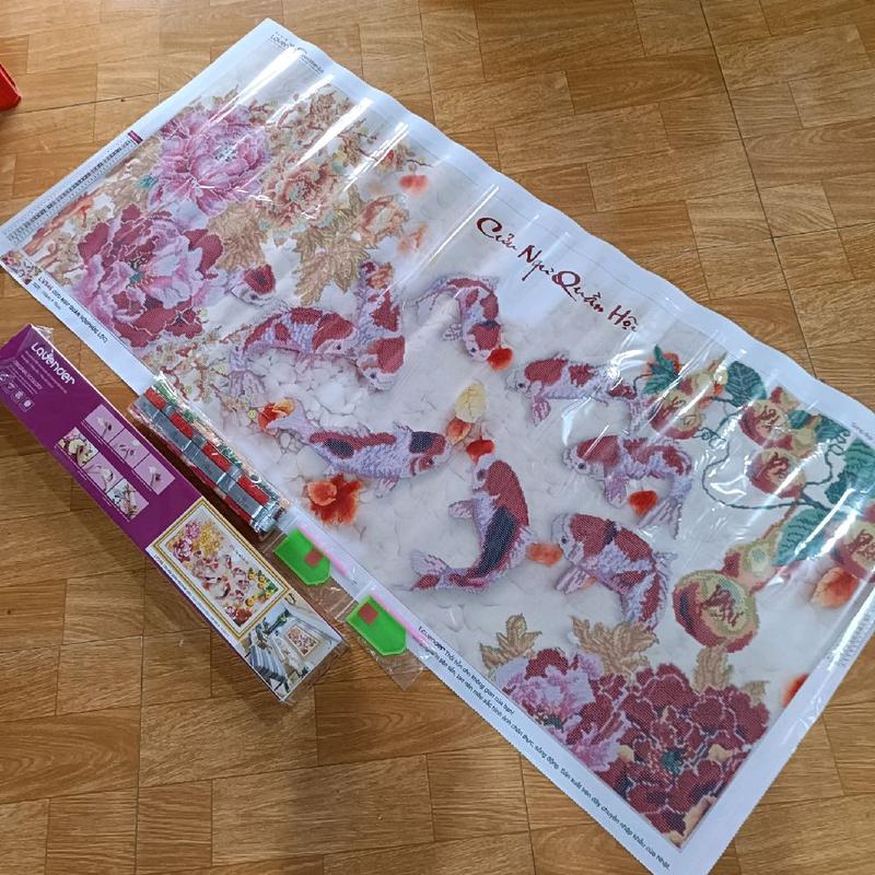 Tranh đính đá Cửu Ngư Quần Hội -130x65cm -(y8267,vs244,y8268,y8269) 2