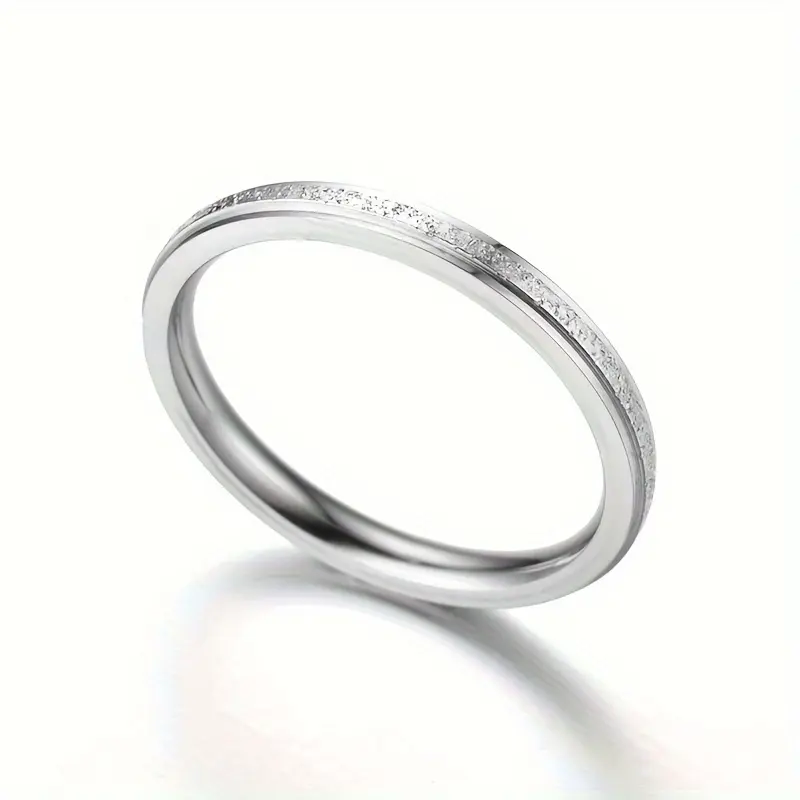 A Classic And Simple Personalized Ring For Women With A 2mm Wide Stainless Steel Band And Pearl Sand. 1
