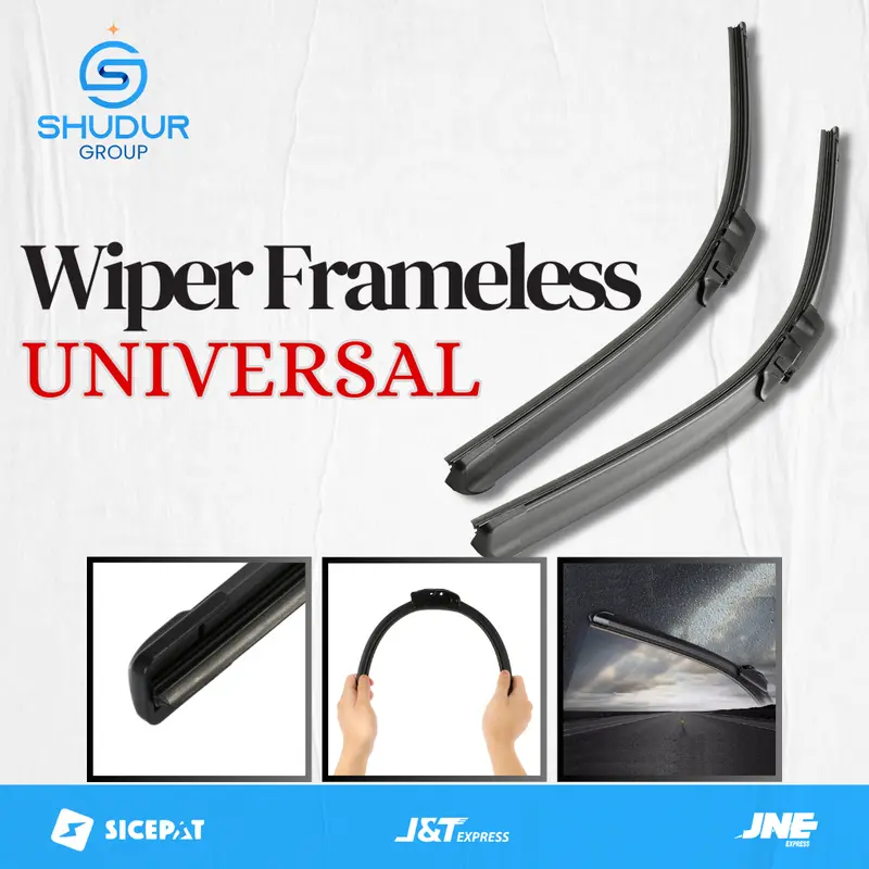 Shudur Group Wiper Frameless Mobil Tanpa Rangka Besi Sepasang Kiri dan Kanan Universal Berkualitas Cocok Untuk Semua Mobil Windshield Blade Karet Kaca Kendaraan 1