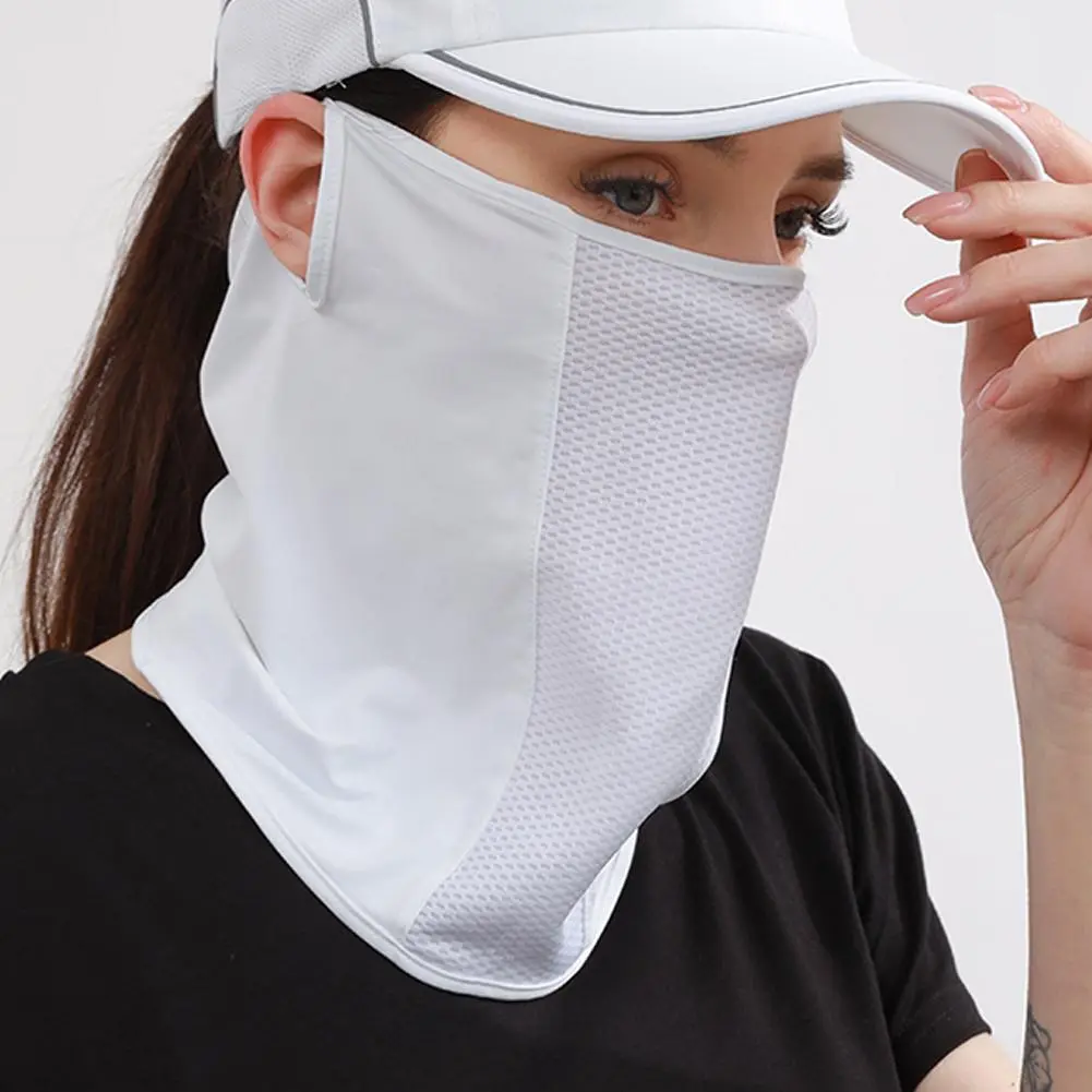 1pc Ice Silk Full Face Sunscreen Mask UPF50+ UV Protection Reusable Washable Face Mask