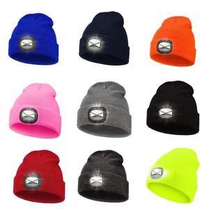 USB Rechargeable LED Light Emitting Cap, 1 Count Winter Warm Knitted Cap with Light, Suitable for Night Walking, Fishing, Camping, and Hunting