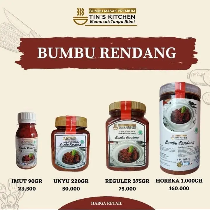 Bumbu Rendang Instan Premium Tin's Kitchen Alami
