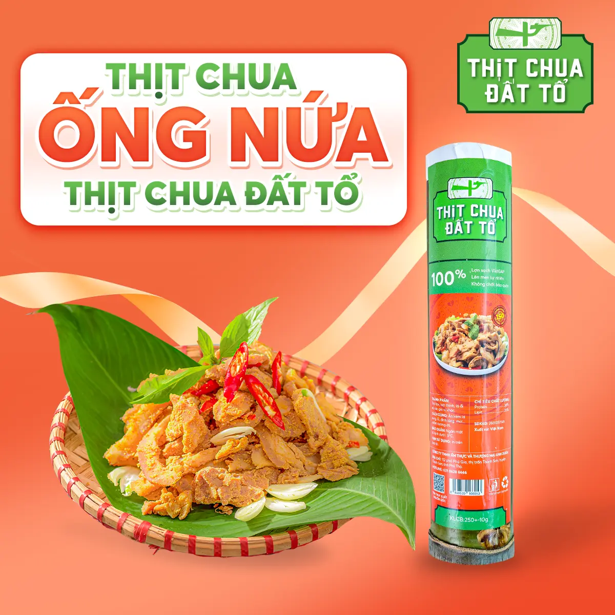 Thịt Chua Đất Tổ - 1 Ống Thịt chua ống nứa 170g/Ống