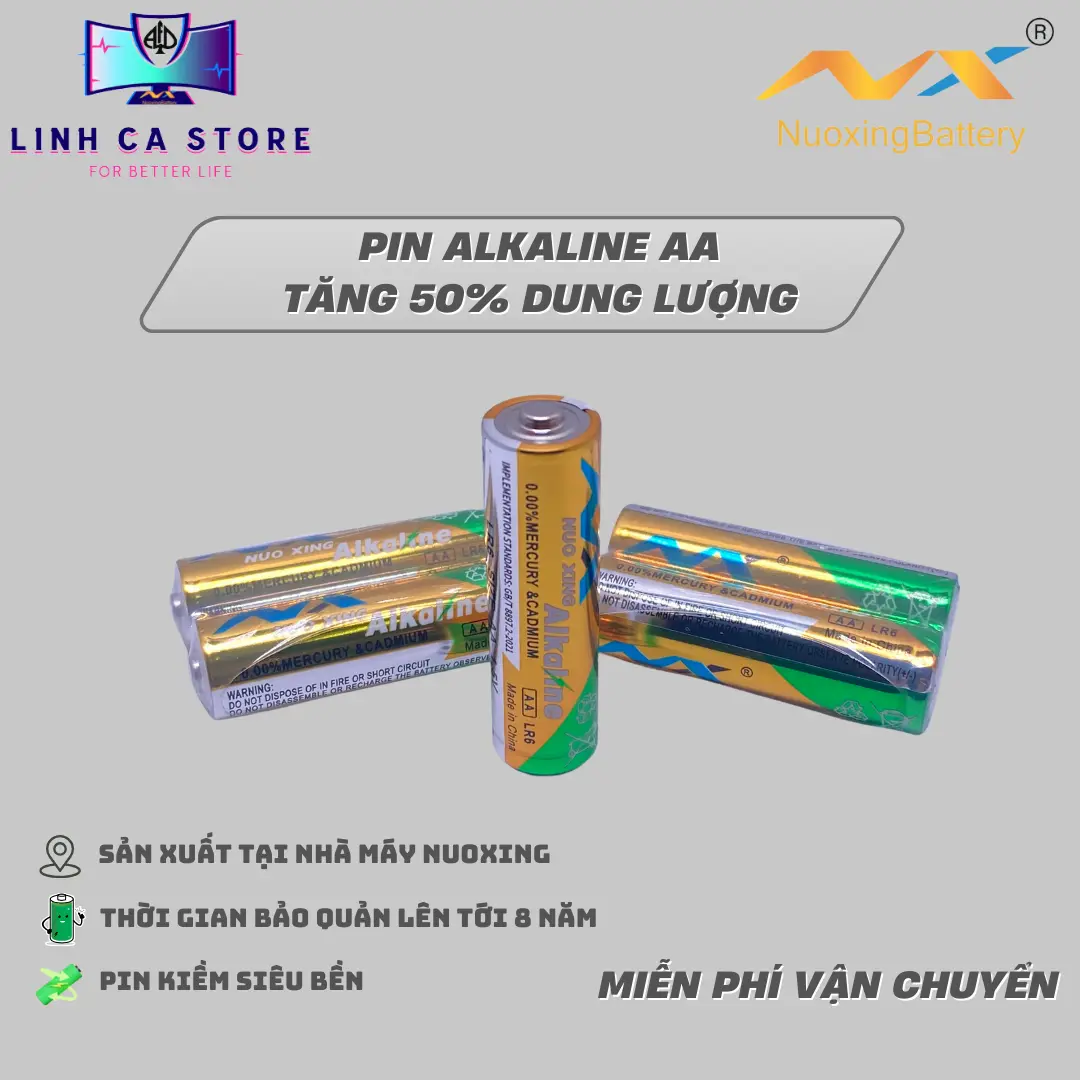 Pin Alkaline AA Nuoxing 1,5V/Pin đò chơi/mic/đồng hồ- Linh Ca Store