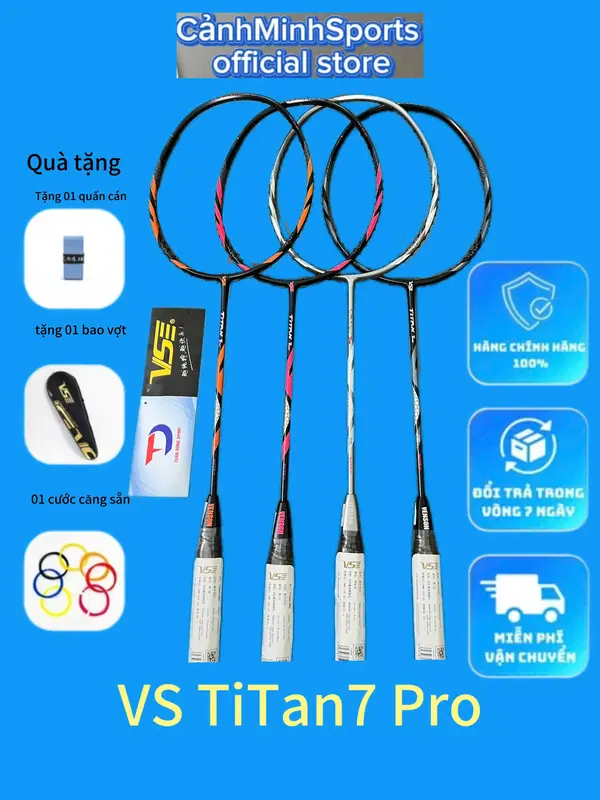 vợt cầu lông CM-SPORTS VS Titan 7 pro Chính hãng max16.2kg ( kèm 01 cước căng sẵn 01 quấn cán 01 bao dựng vợt ) phùi hợp người chơi trung bình Cán Vợt 0