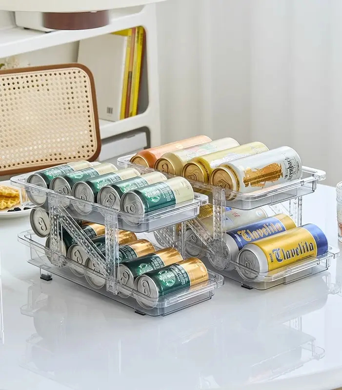 Khay Hộp Đựng Bia,  Nước Ngọt Trong Tủ Lạnh, Trên Bàn 2 Tầng Điều Chỉnh Được Bề Ngang Voi Vuông 3