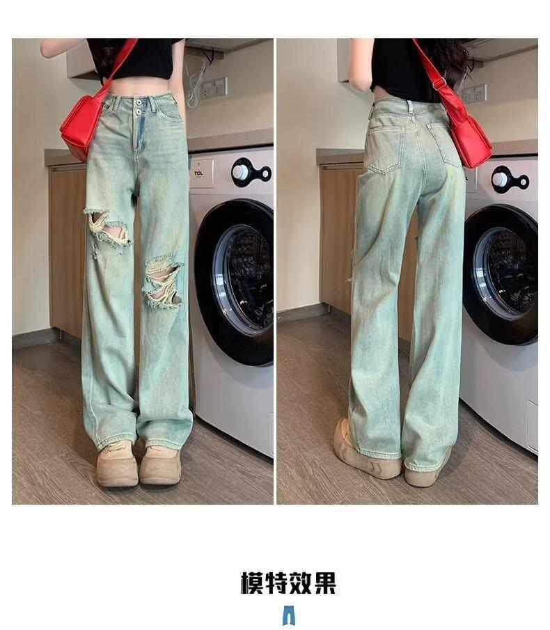 Product Introduction of Quần Jean Rách Thẳng Cổ Điển Phong Cách Cổ Điển Đường Phố Cao Cấp Mỹ, Xu Hướng Ins, Hàng Mới Về Mùa Hè, Dành Cho Nam Và Nữ, Hợp Xu hướng Menswear Pants 3