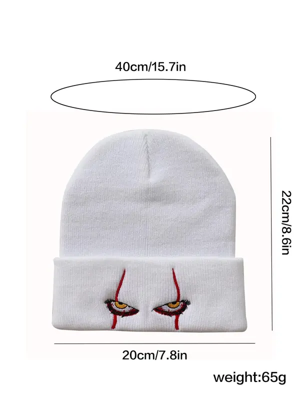 Unisex Street Style Beanie Hat with Eye Design, Casual Trendy Warm Beanie Hat, Fashionable Knitted Beanie Hat For Fall & Winter 1