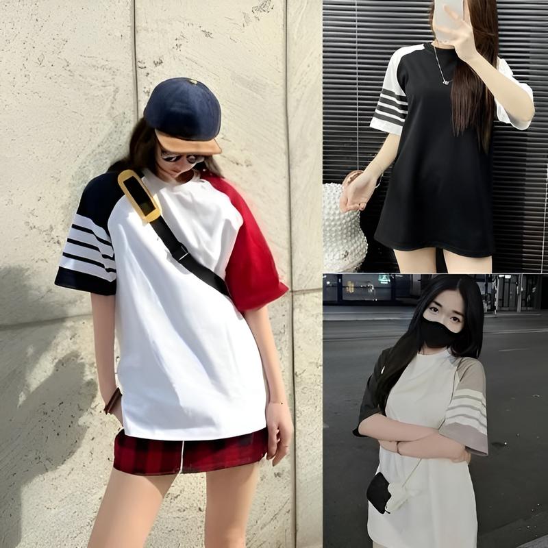 Áo Phông 4 Vạch Phối Vai Tay Hai Màu Kẻ Sọc Trắng Cực Đẹp Cổ Tròn Chất Liệu Polyester -  Áo Thun Phối Nam Nữ Hottrend 2024