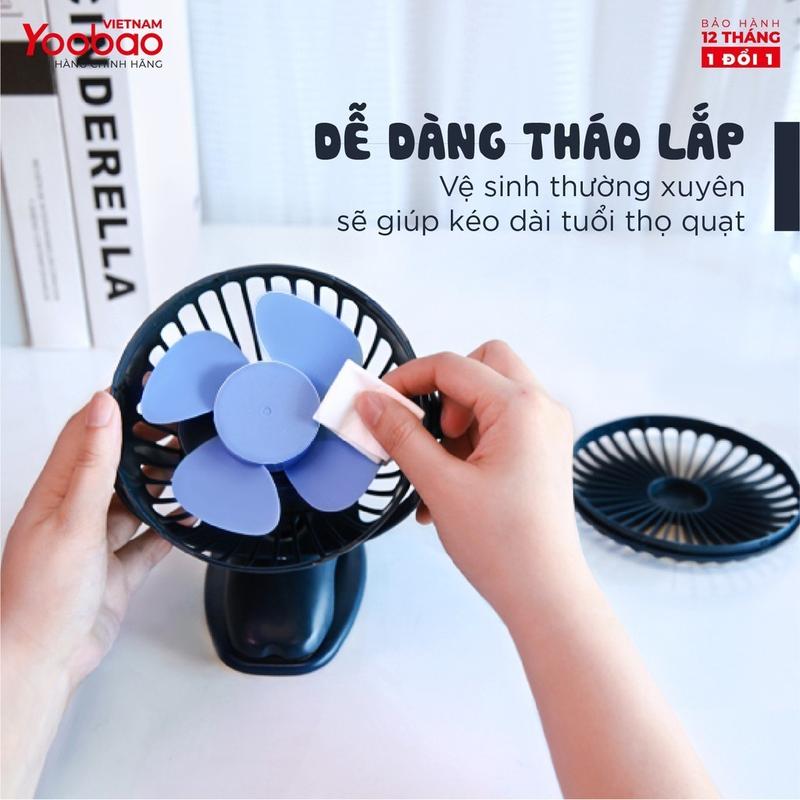 Quạt Tích Điện Cầm Tay Yoobao Xoay 720 Độ Với 4 Tốc Độ Gió Siêu Mát, Dùng Pin 6400mAh Siêu Trâu 8