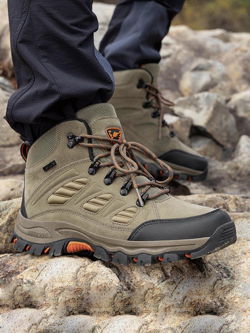 Product Introduction of Men's Colorblock Patchwork Lace Up Hiking Shoes, Casual Comfortable Breathable Non-slip Outdoor Walking Shoes, Lightweight Work Shoes for Camping & Outdoor Walking 7