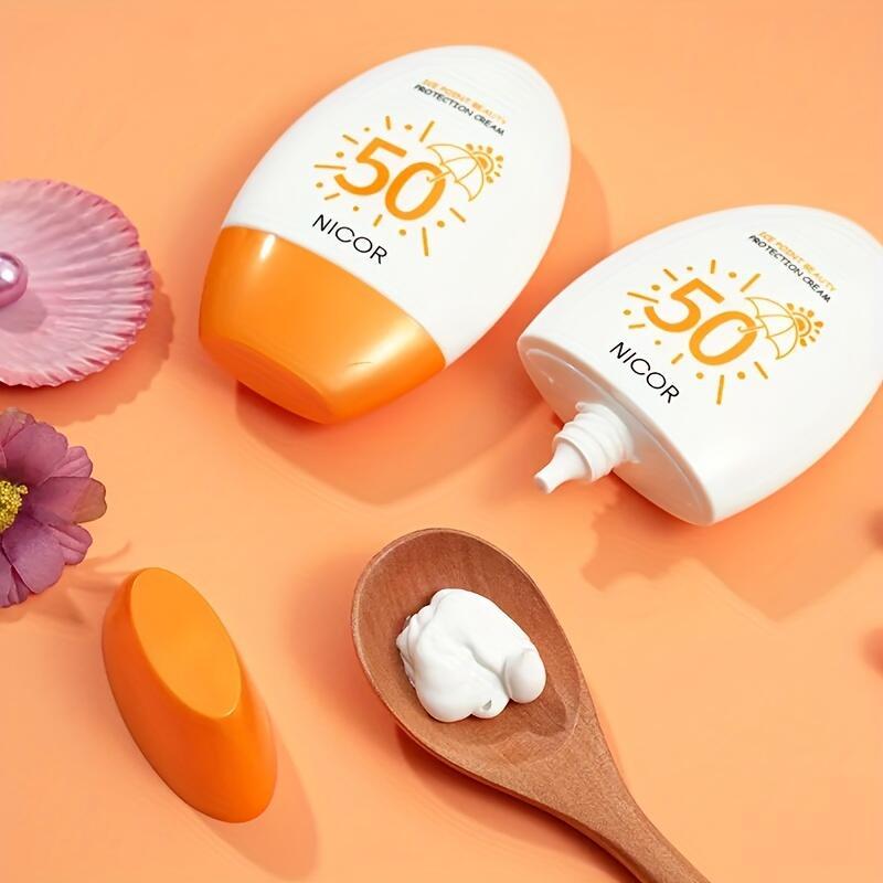 Kem Lót Trang Điểm, NICOR, SPF50PA, Kiềm Dầu, Kem Giảm Lỗ Chân Lông, Với Thiết Kế Vòng Sống, Chai Màu Trắng Và Cam, Để Thoa Kem Nền Hoàn Hảo, Kem Dưỡng Da Mặt Dưỡng Ẩm Cosmetic 5