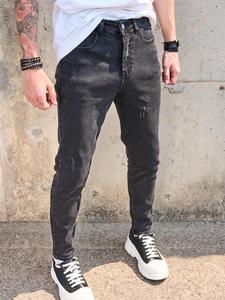 Men's Regular Fit Solid Color Ripped Slim Jeans, Casual Comfy Denim Pants for Daily Wear, Fashion Men's Bottoms for All Seasons, Cotton