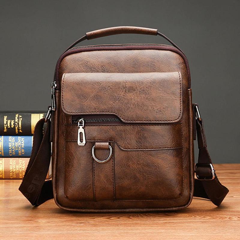 Product Introduction of Men's Messenger Bag Casual Vintage PU Leather Crossbody Handbag Adjustable Shoulder Strap Men's Briefcase Backpack 25