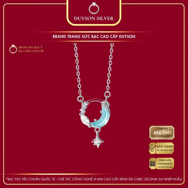  Dây chuyền bạc 925 trăng sao Duyson Silver vòng cổ nữ đính đá mặt trăng Moonstone DCXK50  