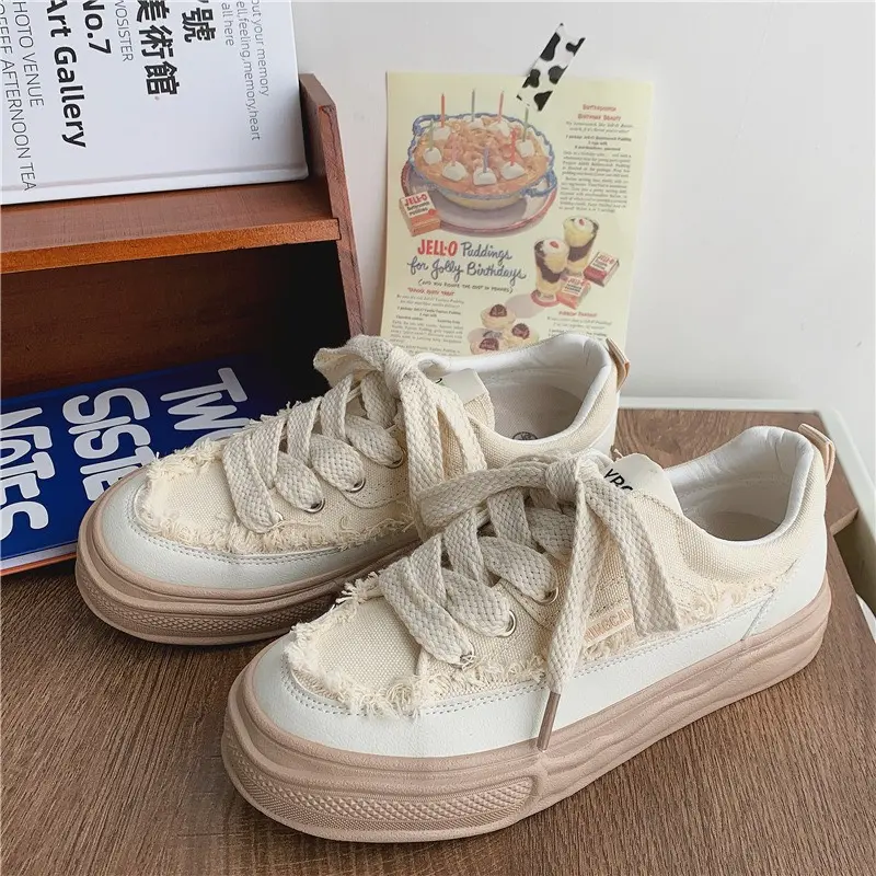 Giày nữ vải tua rua MIA 2 màu Shoes Nhung Sneaker Cổ Cao 6