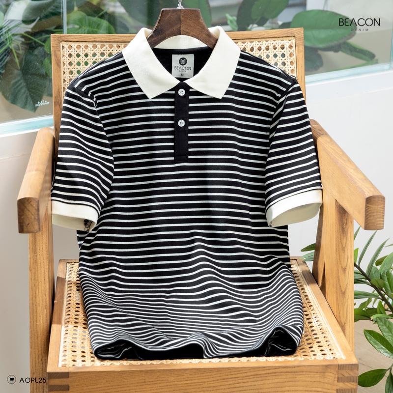 Product Introduction of Áo Polo Nam Mẫu Phối Sọc Ngang BỜM SHOP (Beacon Denim cũ) Chất Cotton Pha Poly Mã AOPL25 Menswear Top 36