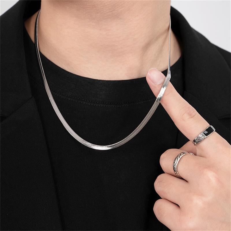 Dây Chuyền Xương Rắn Thép Titan, Thời Trang Và Tối Giản, Dành Cho Nam Giới, Phụ Kiện Hip-Hop, Dây Chuyền Áo Len Cao Cấp